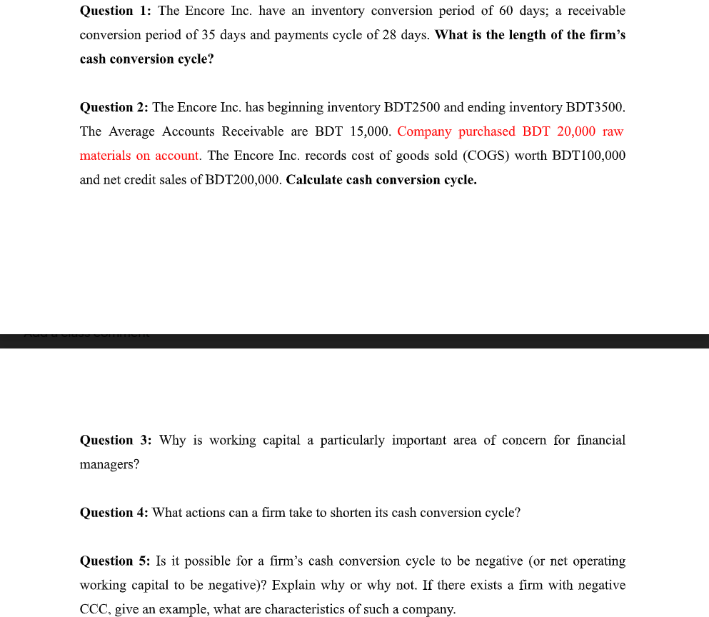 Solved Question 1: The Encore Inc. have an inventory | Chegg.com