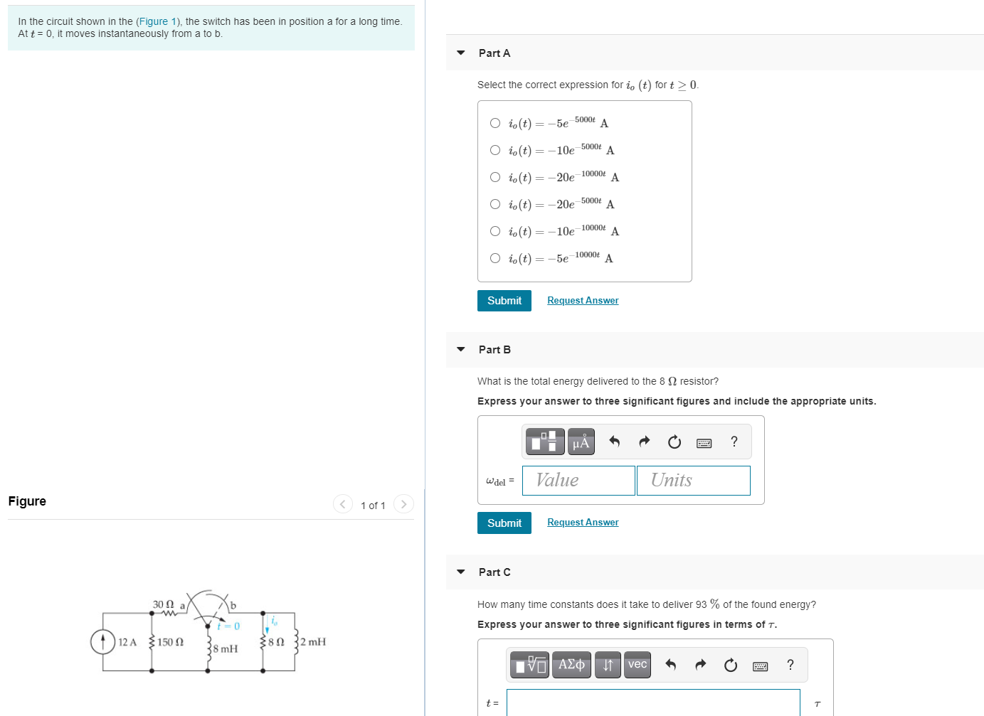 Solved In the circuit shown in the (Figure 1), the switch | Chegg.com