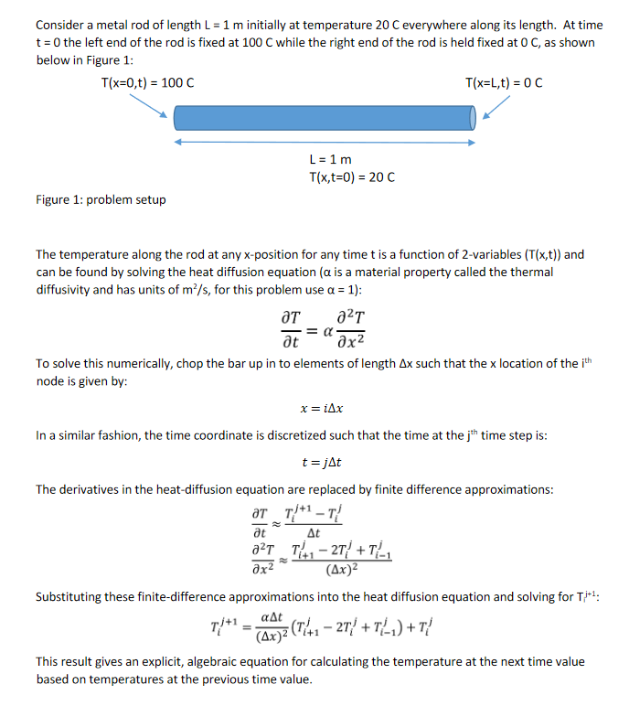 Solved Consider a metal rod of length L = 1 m initially at | Chegg.com