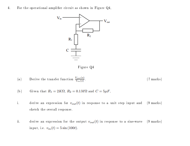 Solved an operational amplifier circuit as shown in figure | Chegg.com