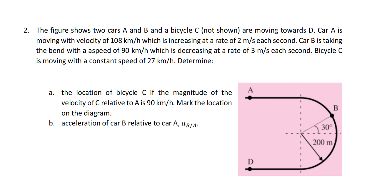 Solved 2. The Figure Shows Two Cars A And B And A Bicycle C | Chegg.com