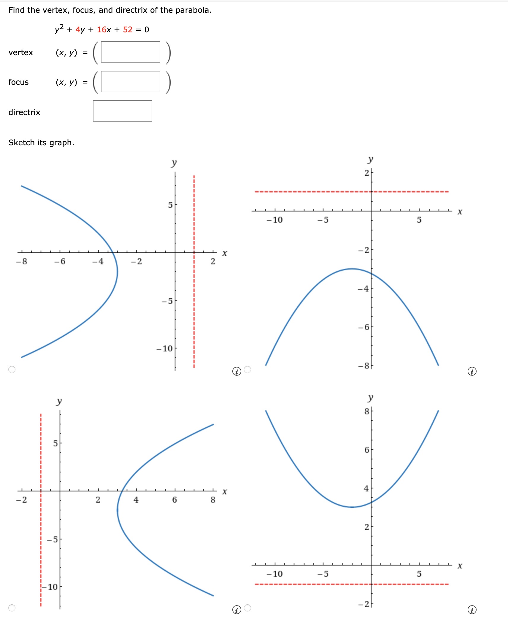 Solved Find the vertex, focus, and directrix of the | Chegg.com