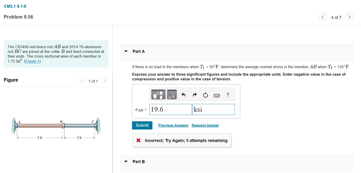 Solved The C83400redbrass rod AB and 2014T6aluminum rod