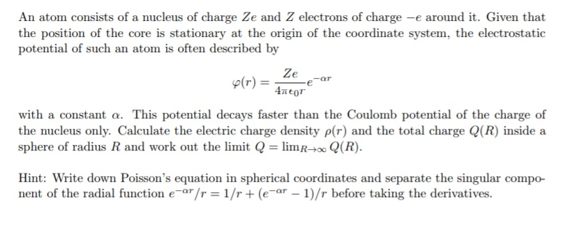Solved An atom consists of a nucleus of charge Ze and Z | Chegg.com