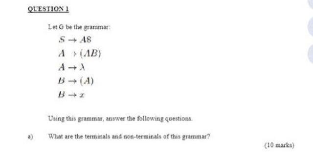 Solved QUESTION 1 Let G Be The Grammar: | Chegg.com