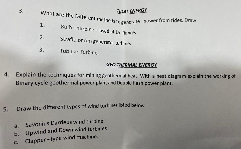 Solved 3. TIDAL ENERGY What Are The Different Methods To | Chegg.com