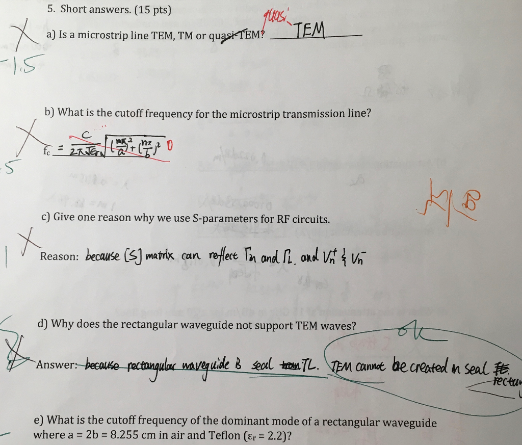Solved 5. Short answers. (15 pts) IEM a) Is a microstrip | Chegg.com
