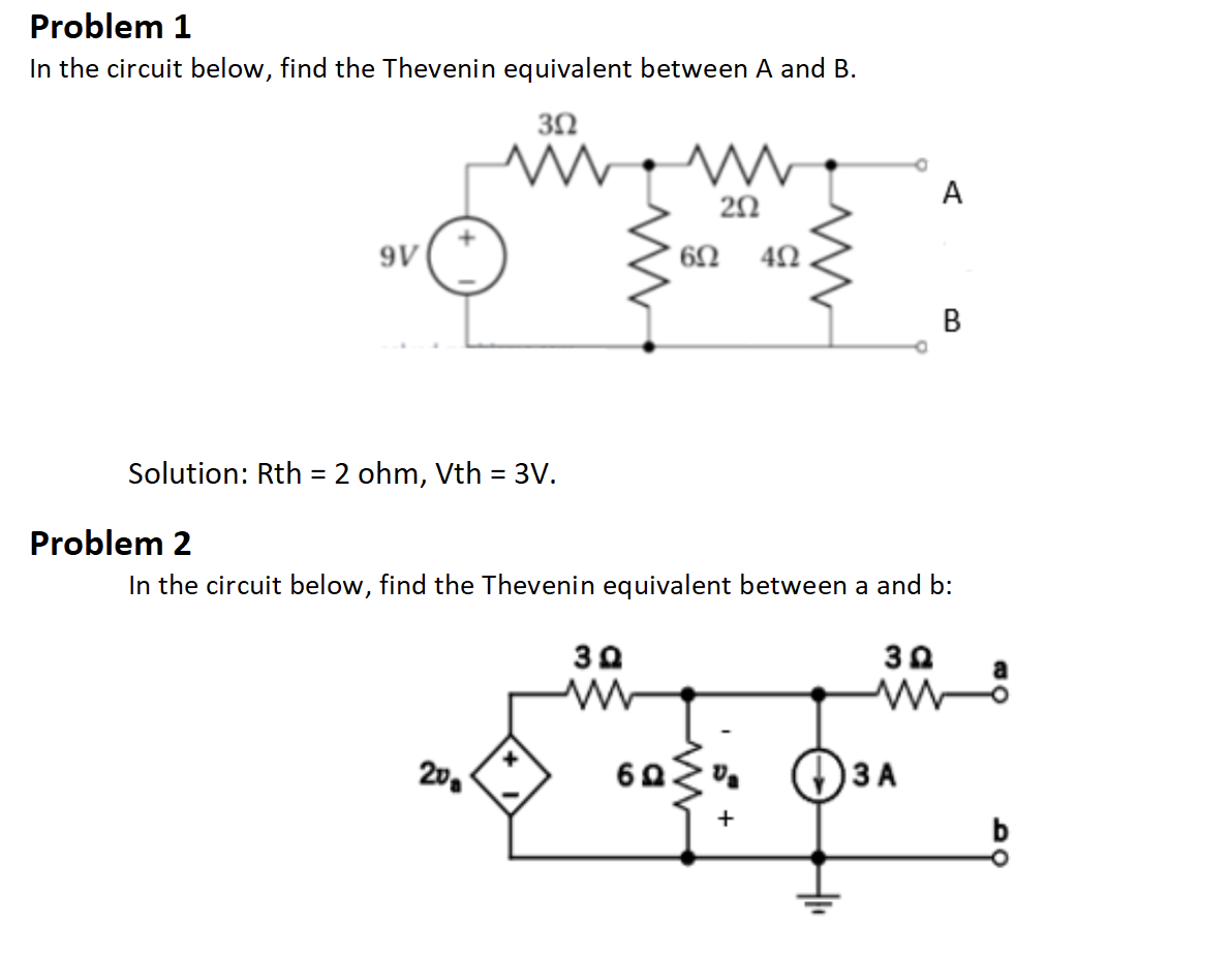 Solved Problem 1 In the circuit below, find the Thevenin | Chegg.com