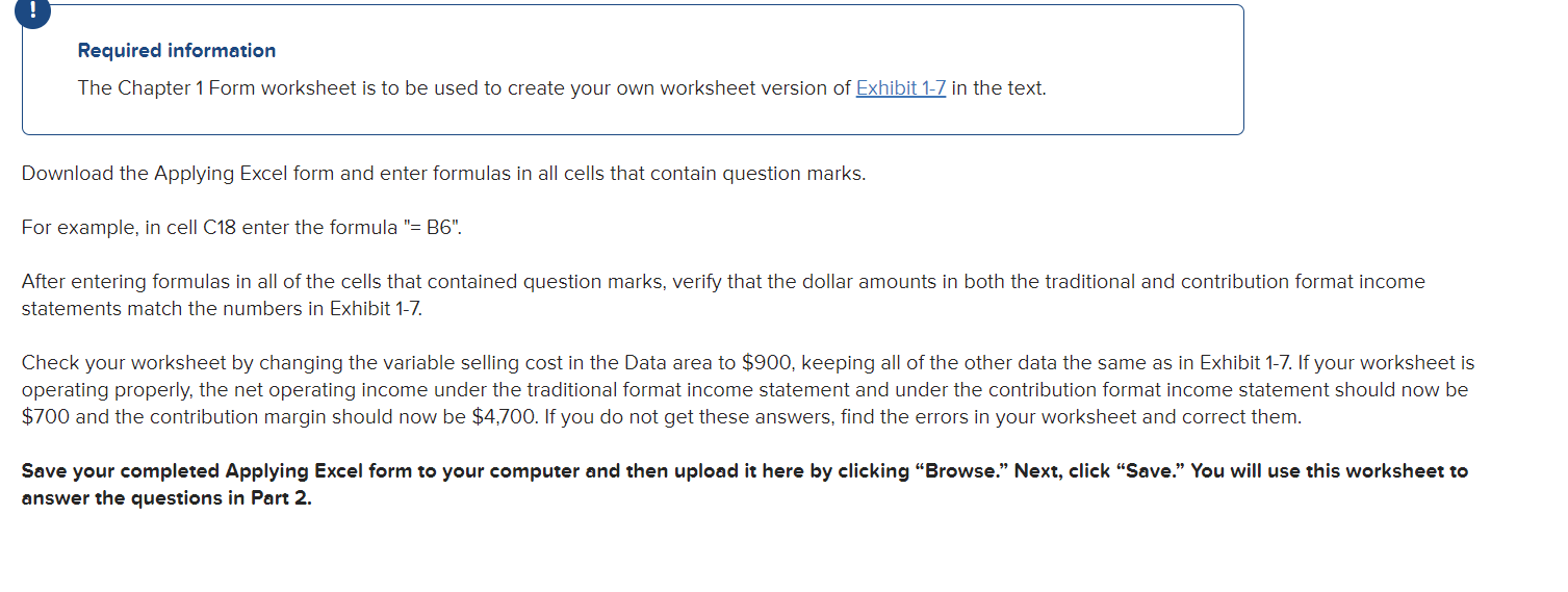 Solved Required information The Chapter 1 Form worksheet is | Chegg.com