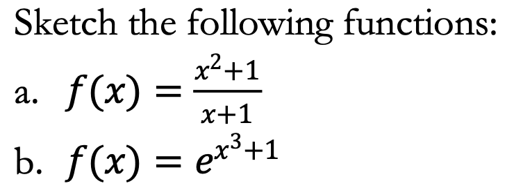 Solved Sketch the following functions: a. f(x)=x+1x2+1 b. | Chegg.com