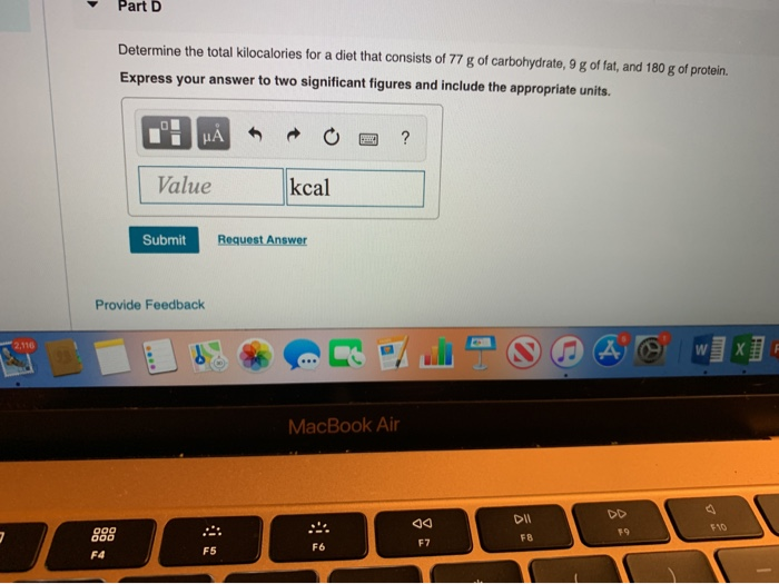 Solved Part D Determine The Total Kilocalories For A Diet | Chegg.com