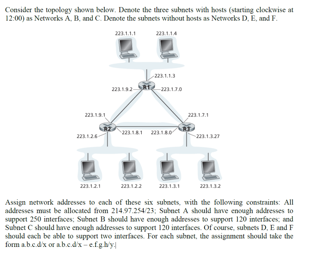 Solved Consider the topology shown below. Denote the thre