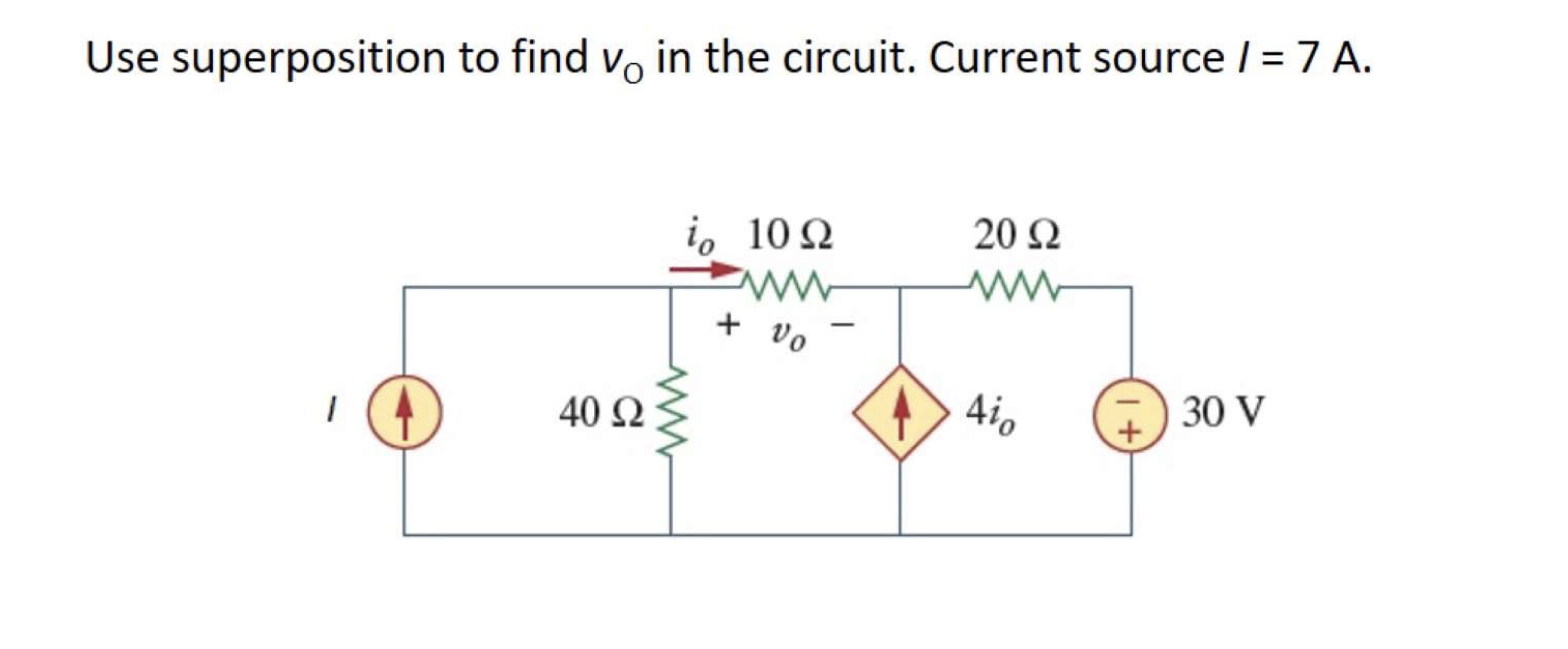 Solved Use superposition to find vO in the circuit. Current | Chegg.com