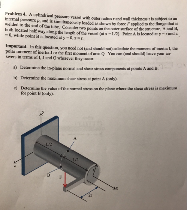 Solved Problem 4. A cylindrical pressure vessel with outer | Chegg.com