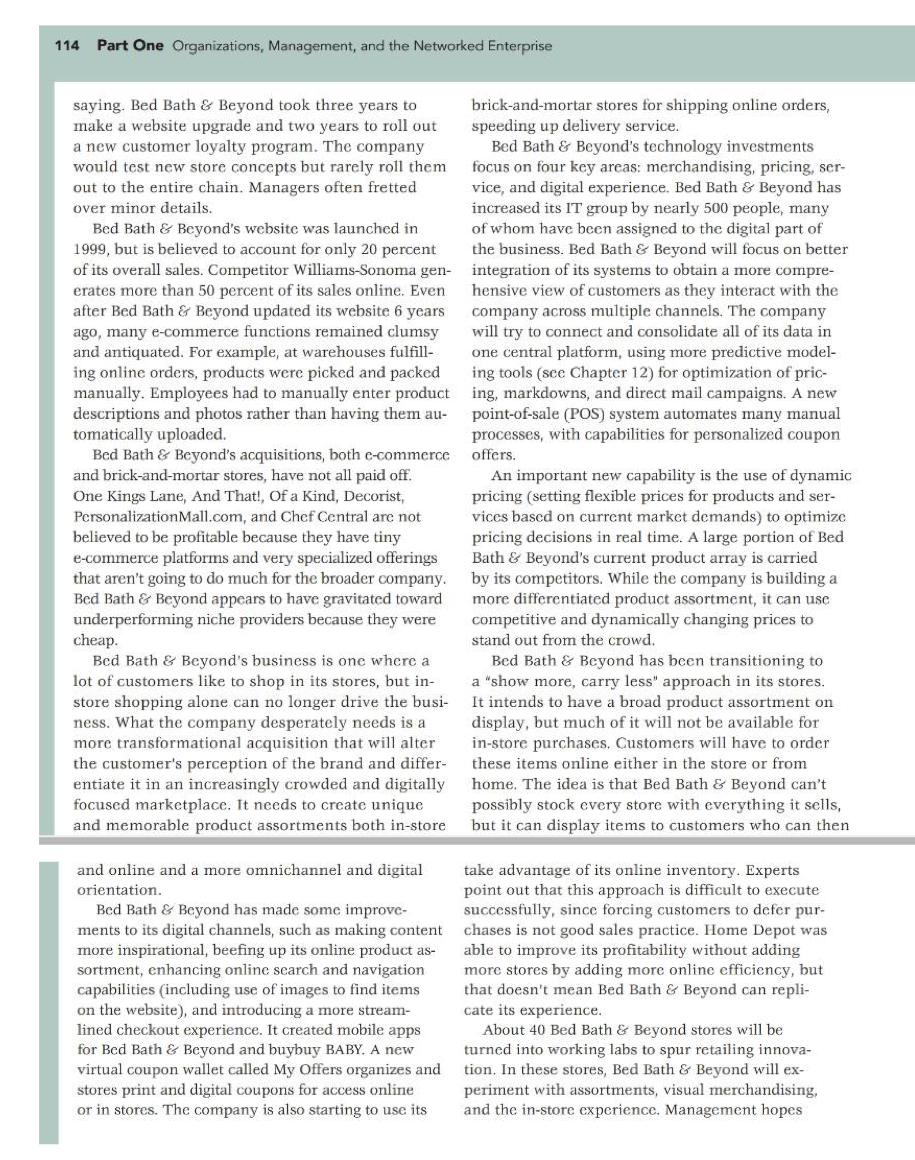 Solved case study questions 313 analyze bed bath & beyond