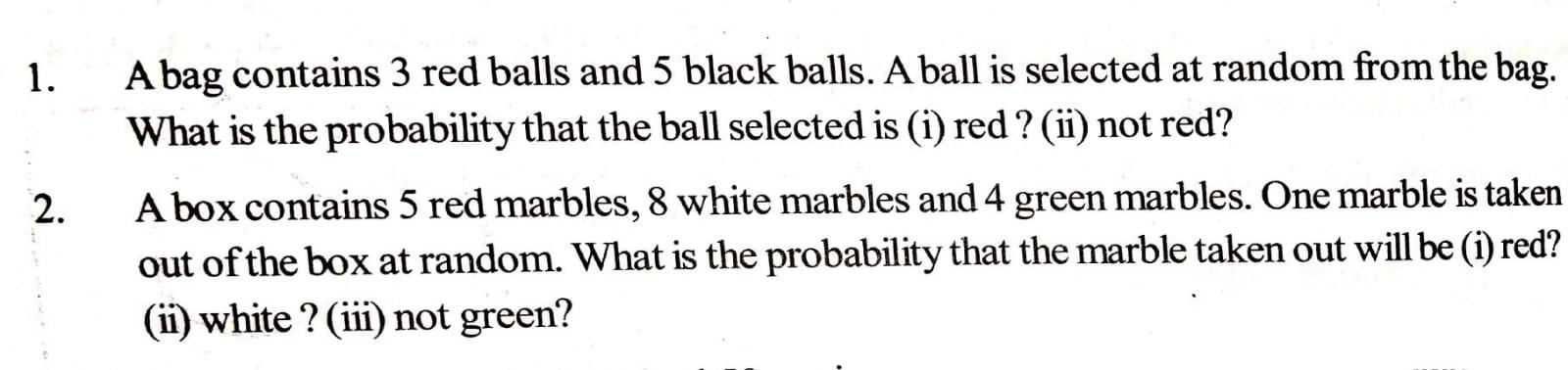 Solved 1. A Bag Contains 3 Red Balls And 5 Black Balls. A | Chegg.com