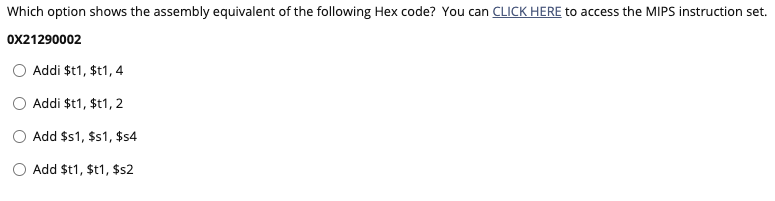 Solved Which option shows the assembly equivalent of the | Chegg.com