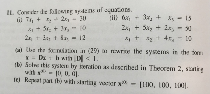 11. Consider the following systems of equations. (ii) | Chegg.com