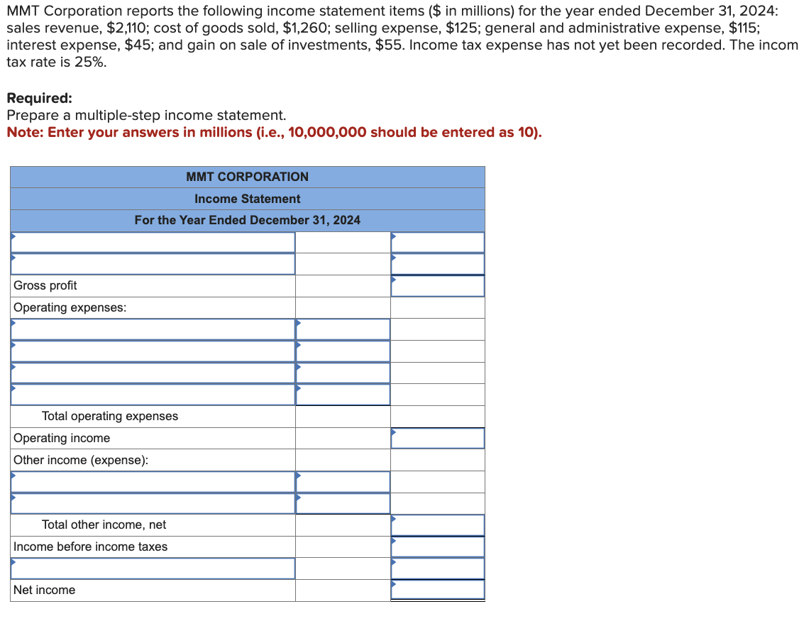 Solved MMT Corporation reports the following income | Chegg.com