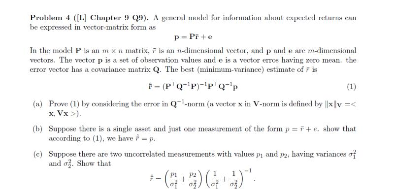 Problem 4 L Chapter 9 Q9 A General Model For I Chegg Com