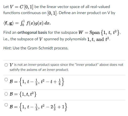 Solved Let V C 0 1 Be The Linear Vector Space Of All Chegg Com