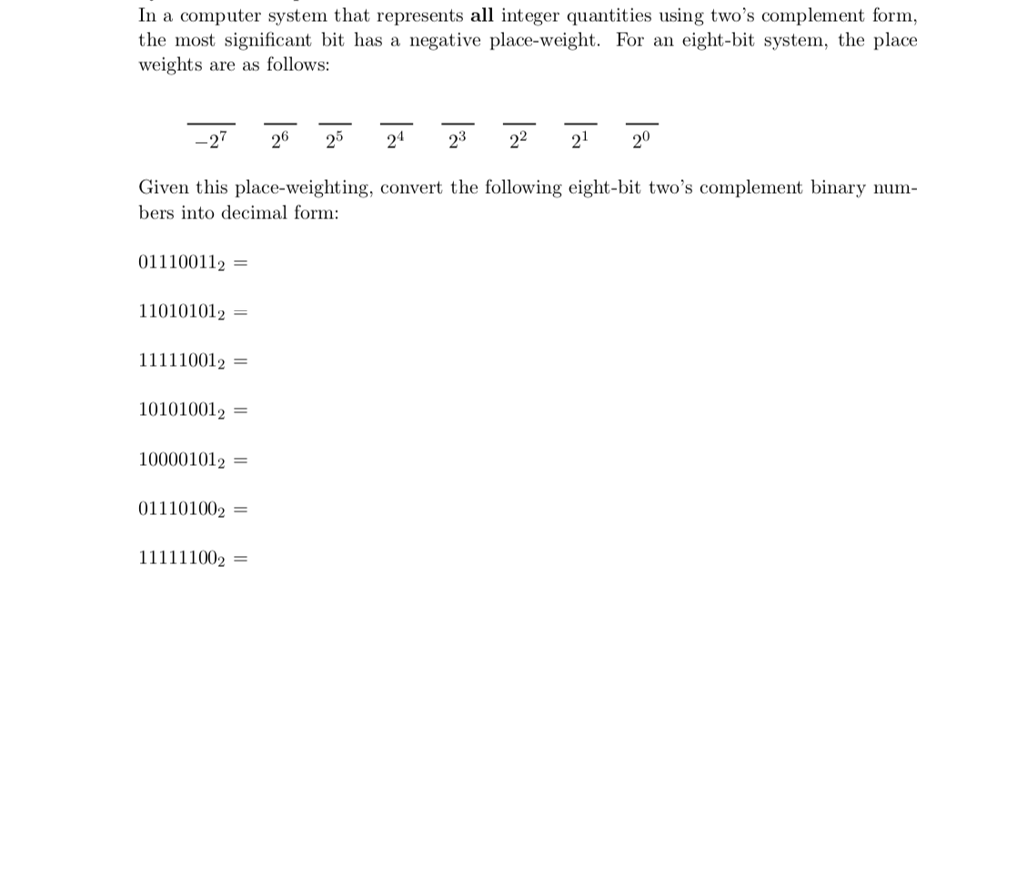 Solved In a computer system that represents all integer | Chegg.com