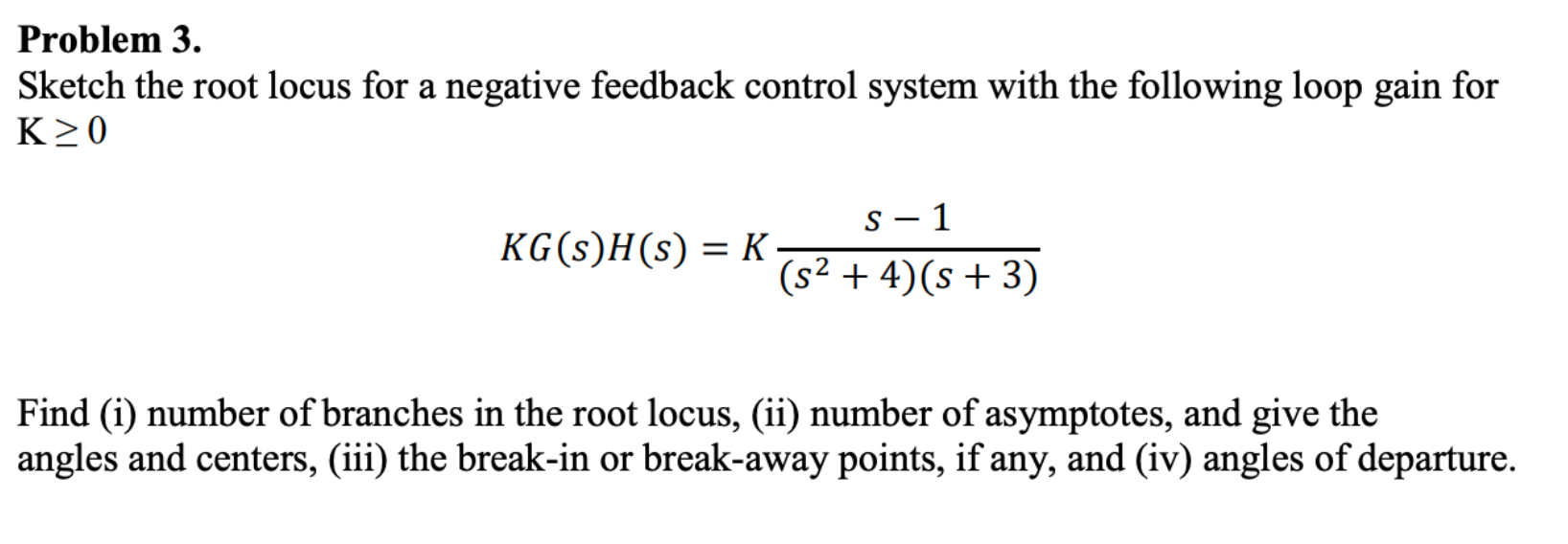 Solved Problem 3. Sketch the root locus for a negative | Chegg.com