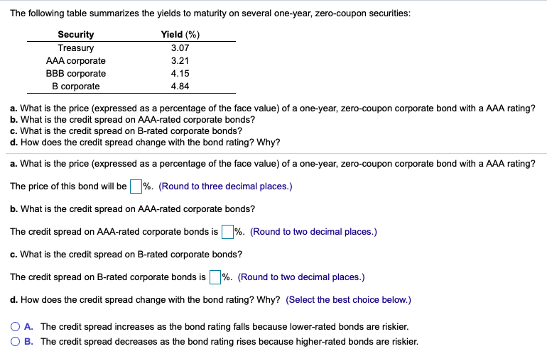 solved-the-following-table-summarizes-the-yields-to-maturity-chegg