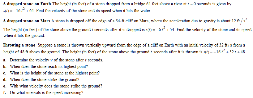 Solved A dropped stone on Earth The height (in feet) of a | Chegg.com