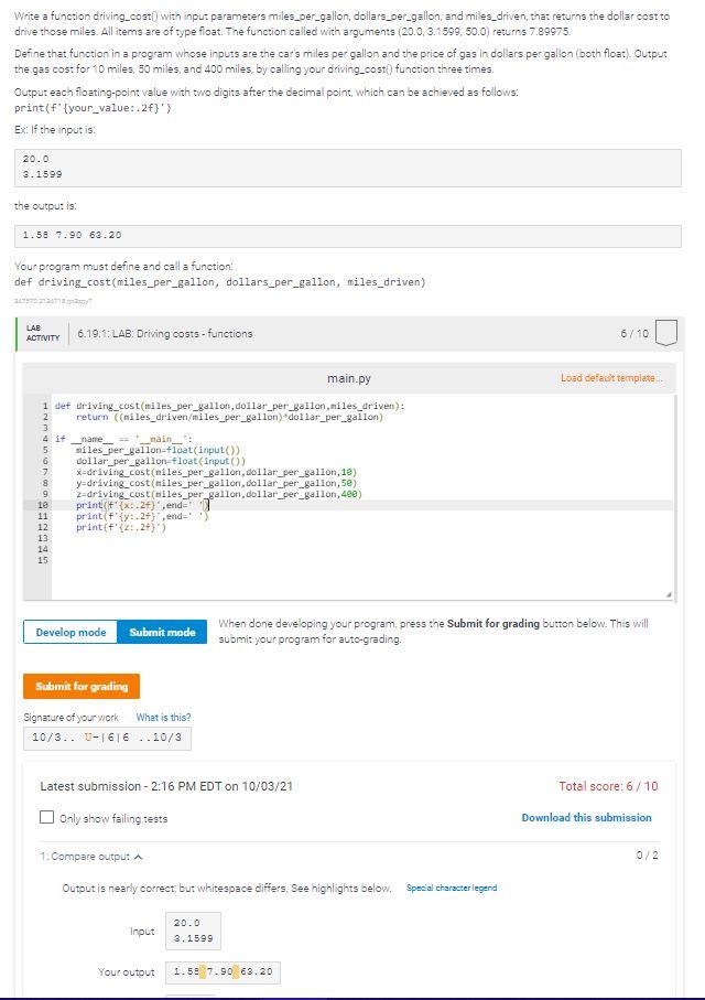 Solved Python, I can't get my outputs to go down, instead of | Chegg.com