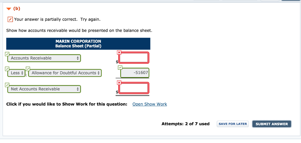 Solved (b) Your Answer Is Partially Correct. Try Again. Show | Chegg.com