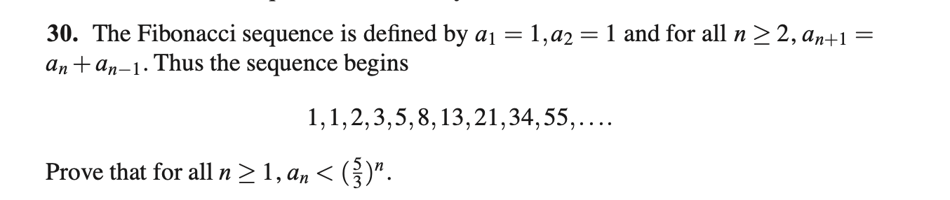 Solved 30. The Fibonacci sequence is defined by dj = 1,a2 = | Chegg.com