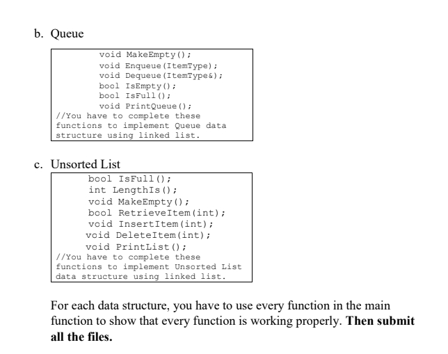 Solved You have to design 3 data structure using linked | Chegg.com