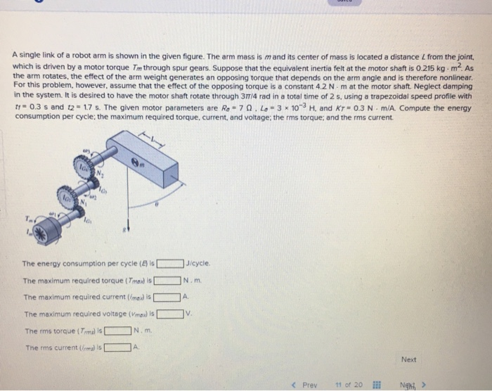 Solved A single link of a robot arm is shown in the given | Chegg.com