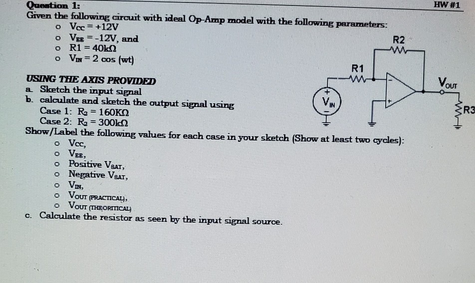 Solved Question 1: Given the following circuit with ideal | Chegg.com