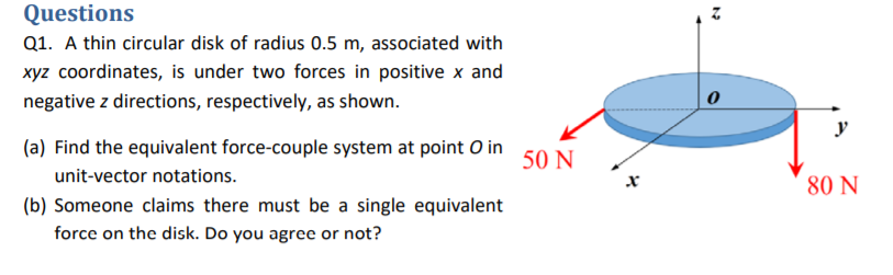 Solved Questions Q1. A thin circular disk of radius 0.5 m, | Chegg.com