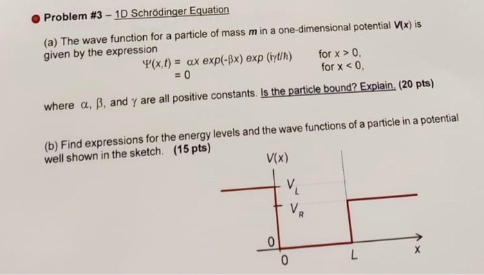 Solved Problem #3-1DSchrödinger Equation (a) The wave | Chegg.com