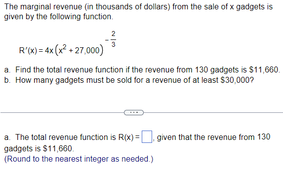 Solved The marginal revenue (in thousands of dollars) from | Chegg.com