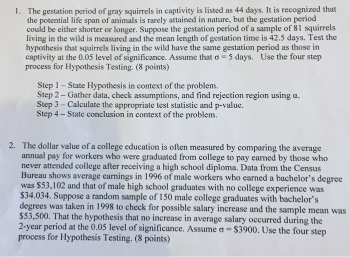 Solved The gestation period of gray squirrels in captivity | Chegg.com