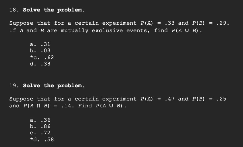 Solved 18. Solve The Problem. Suppose That For A Certain | Chegg.com