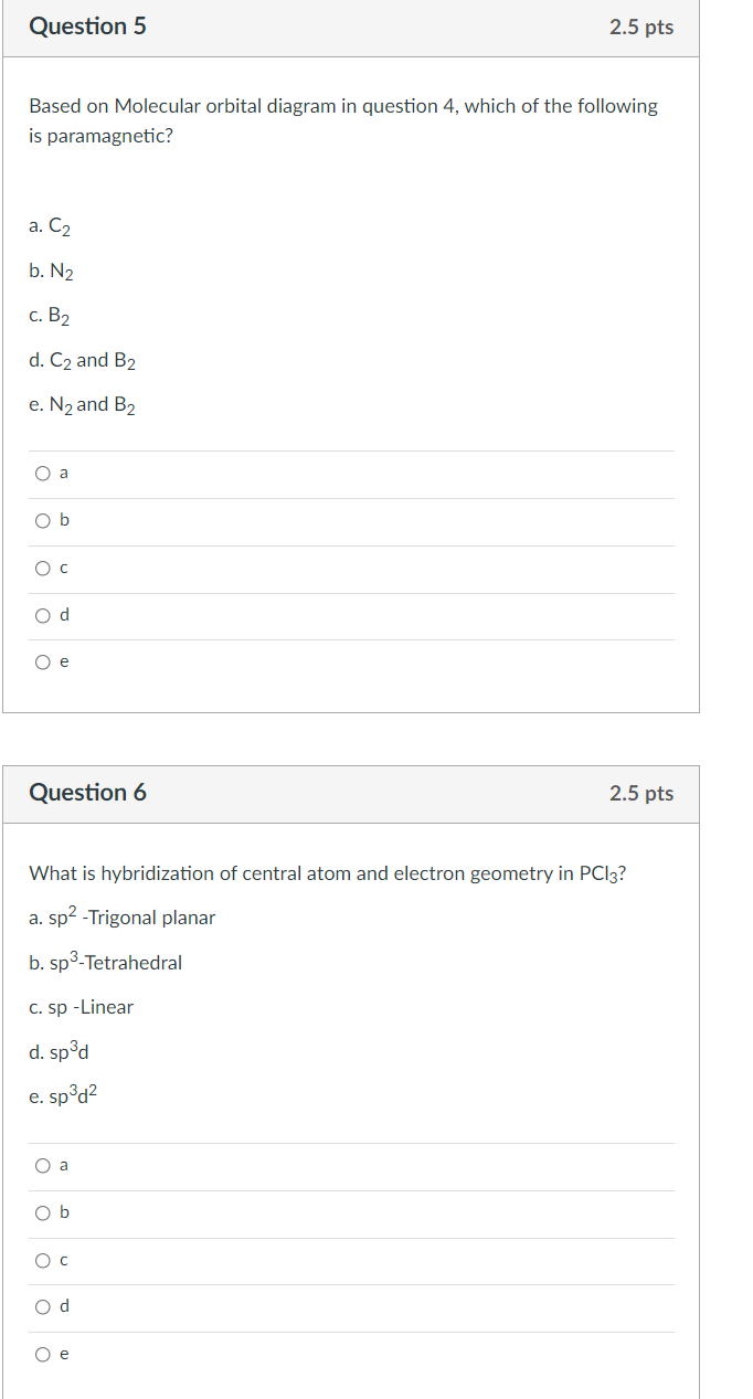 Solved Question 5 2.5 Pts Based On Molecular Orbital Diagram | Chegg.com