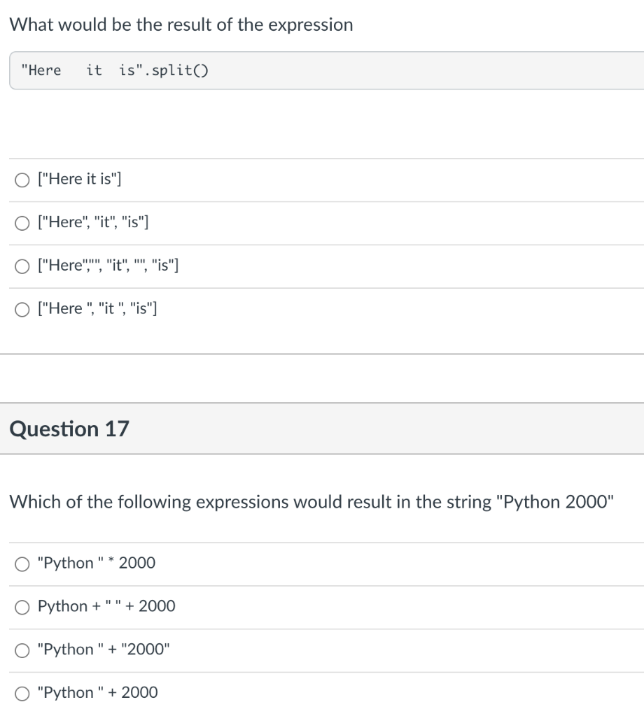 Solved What would be the result of the expression "Here it | Chegg.com