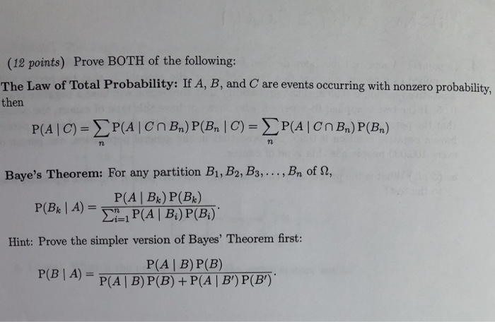 Solved (12 Points) Prove BOTH Of The Following: The Law Of | Chegg.com