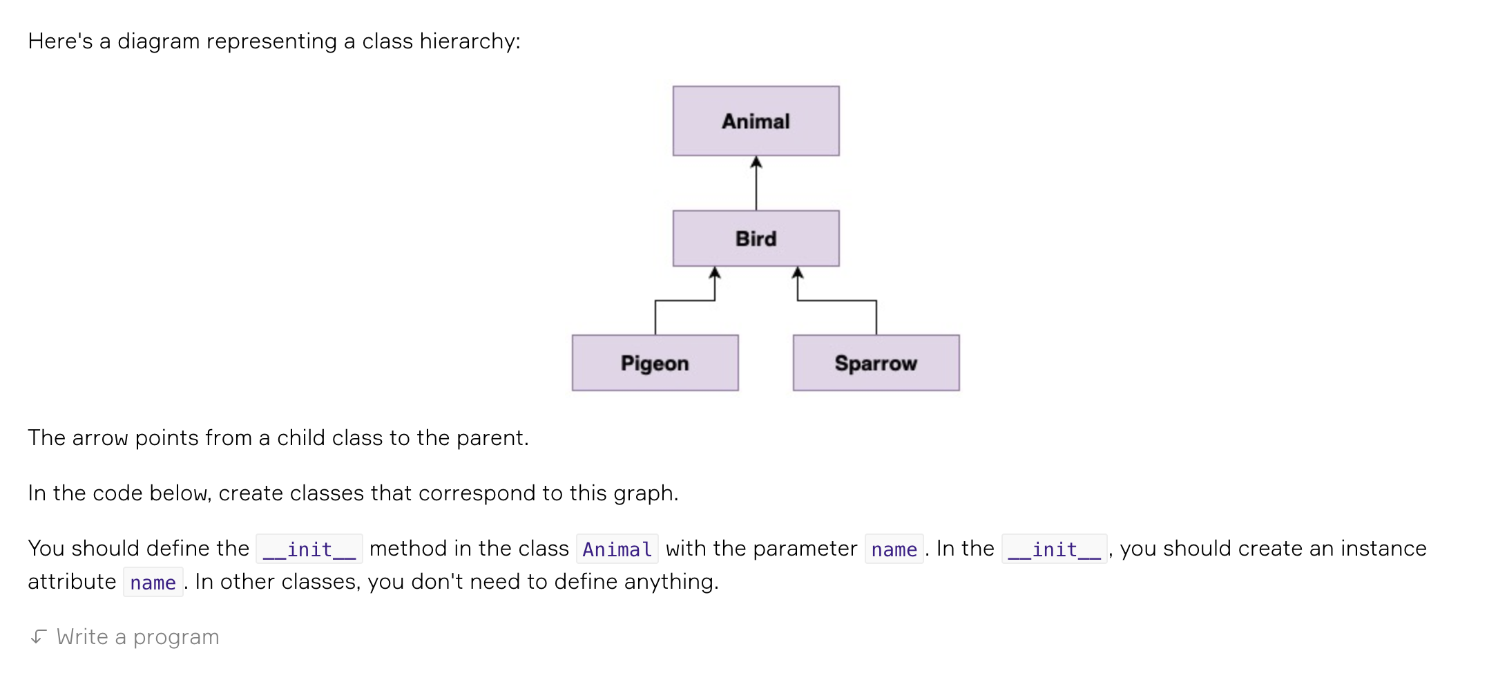 Solved Here's a diagram representing a class hierarchy: | Chegg.com