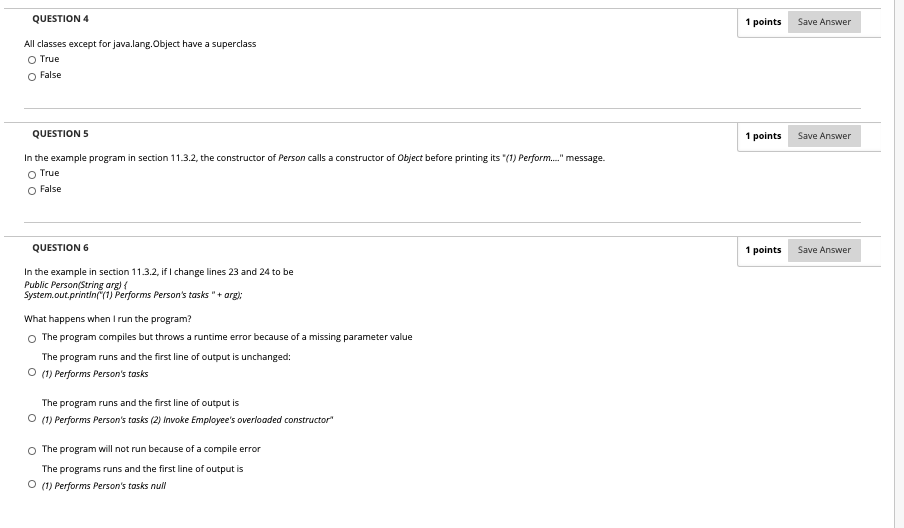 Solved QUESTION 4 1 points Save Answer All classes except | Chegg.com
