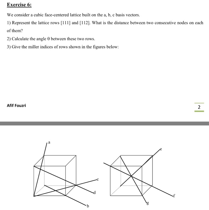 Solved Exercise 6: We consider a cubic face-centered lattice | Chegg.com