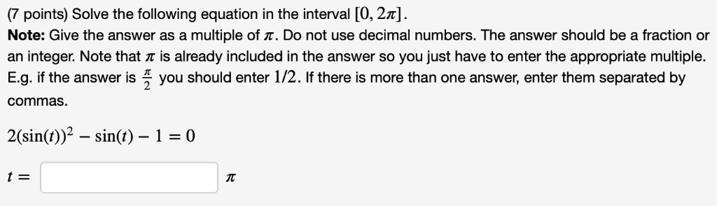 Solved (7 points) Solve the following equation in the | Chegg.com
