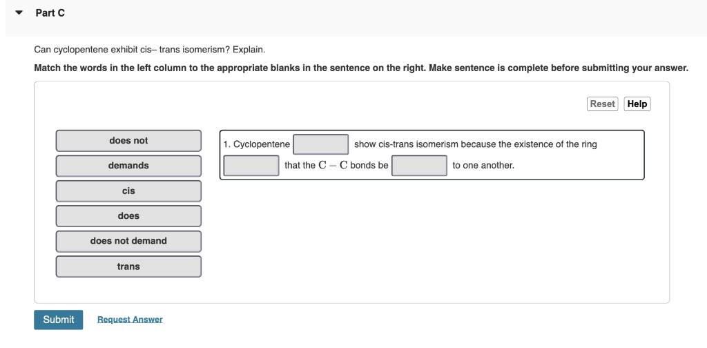 Can cyclopentene exhibit cis- trans isomerism? | Chegg.com