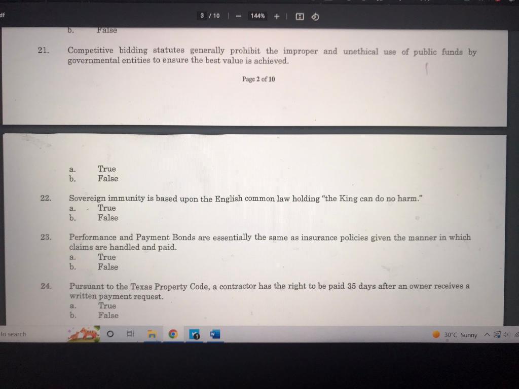 Solved 21. Competitive bidding statutes generally prohibit