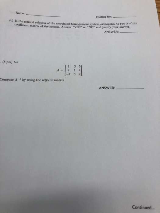 Solved 2. (5+5+2 pts) Given the system of linear equations | Chegg.com